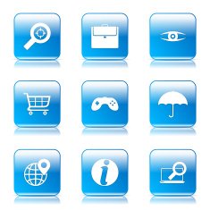 SEO Internet Sign Square Vector Blue Icon Design Set 10 N10