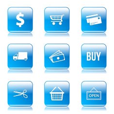 Shopping Sign Square Vector Blue Icon Design Set N10