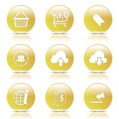 SEO Internet Sign Yellow Vector Button Icon Design Set 7 N7