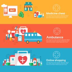 Flat set of medical banners background concept