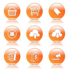 SEO Internet Sign Orange Vector Button Icon Design Set 7 N7