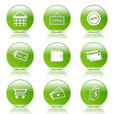 Shopping Sign Green Vector Button Icon Design Set 2 N7