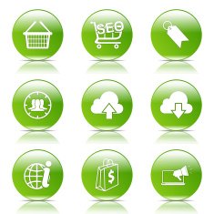 SEO Internet Sign Green Vector Button Icon Design Set 7 N7