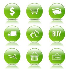 Shopping Sign Green Vector Button Icon Design Set N8