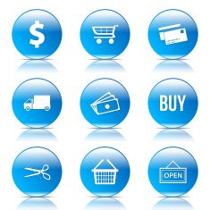 Shopping Sign Blue Vector Button Icon Design Set N7