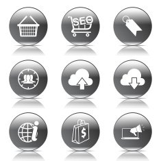 SEO Internet Sign Black Vector Button Icon Design Set 7 N8
