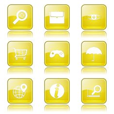 SEO Internet Sign Square Vector Yellow Icon Design Set 10 N9