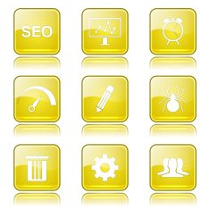 SEO Internet Sign Square Vector Yellow Icon Design Set 8 N10