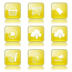 SEO Internet Sign Square Vector Yellow Icon Design Set 7 N10