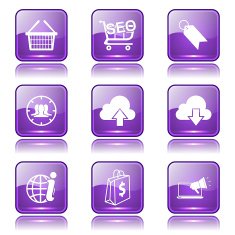 SEO Internet Sign Square Vector Violet Icon Design Set 7 N11