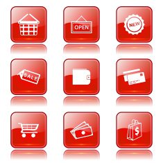 Shopping Sign Square Vector Red Icon Design Set 2 N10