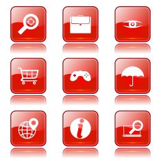 SEO Internet Sign Square Vector Red Icon Design Set 10 N8