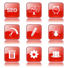 SEO Internet Sign Square Vector Red Icon Design Set 8 N11