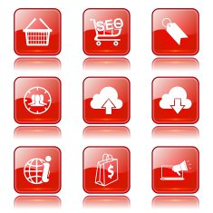SEO Internet Sign Square Vector Red Icon Design Set 7 N10