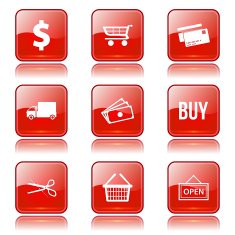 Shopping Sign Square Vector Red Icon Design Set N11