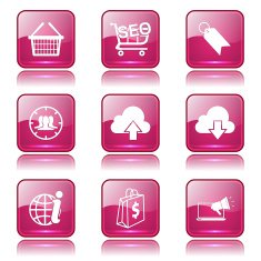 SEO Internet Sign Square Vector Pink Icon Design Set 7 N11