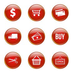 Shopping Sign Red Vector Button Icon Design Set N7