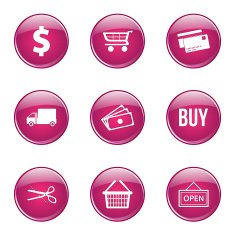 Shopping Sign Pink Vector Button Icon Design Set N9