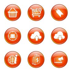 SEO Internet Sign Orange Vector Button Icon Design Set 7 N8