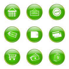 Shopping Sign Green Vector Button Icon Design Set 2 N8