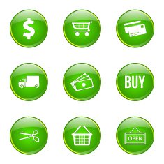 Shopping Sign Green Vector Button Icon Design Set N9