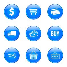 Shopping Sign Blue Vector Button Icon Design Set N8