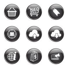 SEO Internet Sign Black Vector Button Icon Design Set 7 N9