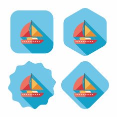 Sailboat flat icon with long shadow N5