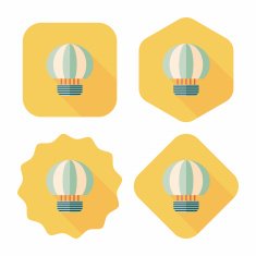 Hot Air Balloon flat icon with long shadow N49