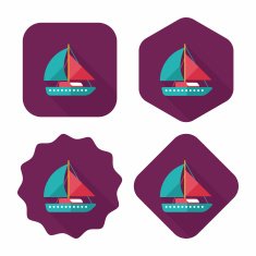 Sailboat flat icon with long shadow N6