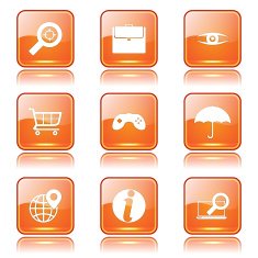 SEO Internet Sign Square Vector Orange Icon Design Set 10 N8