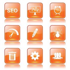 SEO Internet Sign Square Vector Orange Icon Design Set 8 N9
