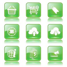 SEO Internet Sign Square Vector Green Icon Design Set 7 N10