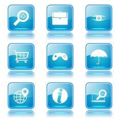 SEO Internet Sign Square Vector Blue Icon Design Set 10 N11
