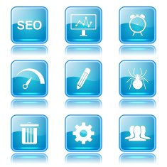 SEO Internet Sign Square Vector Blue Icon Design Set 8 N9