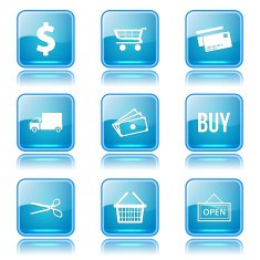 Shopping Sign Square Vector Blue Icon Design Set N11