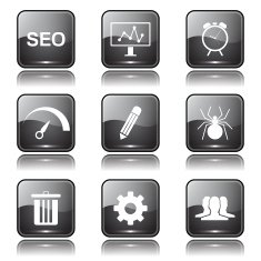 SEO Internet Sign Square Vector Black Icon Design Set 8 N11