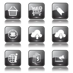 SEO Internet Sign Square Vector Black Icon Design Set 7 N10
