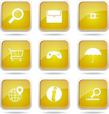 SEO Internet Sign Square Vector Yellow Icon Design Set 10 N10