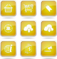 SEO Internet Sign Square Vector Yellow Icon Design Set 7 N11