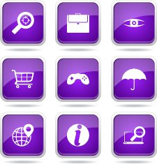 SEO Internet Sign Square Vector Violet Icon Design Set 10 N11