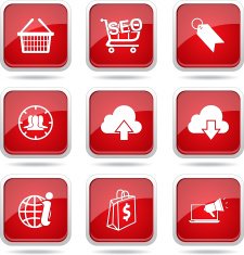 SEO Internet Sign Square Vector Red Icon Design Set 7 N11
