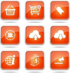 SEO Internet Sign Square Vector Orange Icon Design Set 7 N12