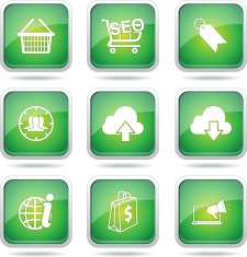 SEO Internet Sign Square Vector Green Icon Design Set 7 N11