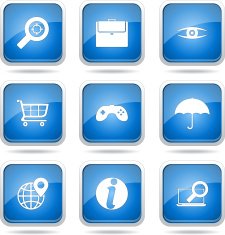 SEO Internet Sign Square Vector Blue Icon Design Set 10 N12