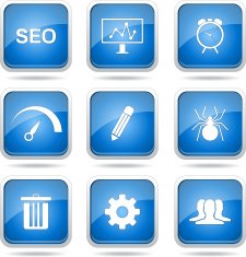 SEO Internet Sign Square Vector Blue Icon Design Set 8 N10