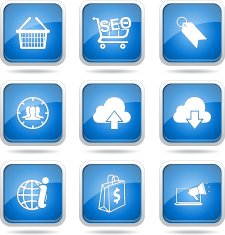 SEO Internet Sign Square Vector Blue Icon Design Set 7 N9