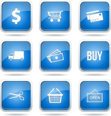 Shopping Sign Square Vector Blue Icon Design Set N12