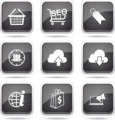 SEO Internet Sign Square Vector Black Icon Design Set 7 N11