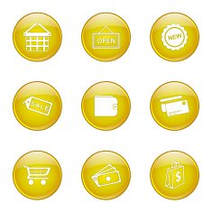 Shopping Sign Yellow Vector Button Icon Design Set 2 N6